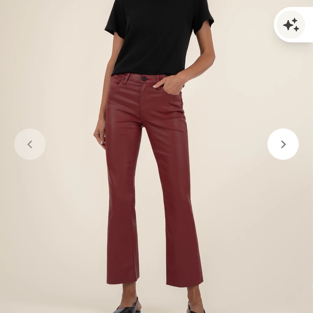 Kut from the Kloth Kelsey High-Rise Ankle Flare Red Coated Pant - Picture 9 of 12